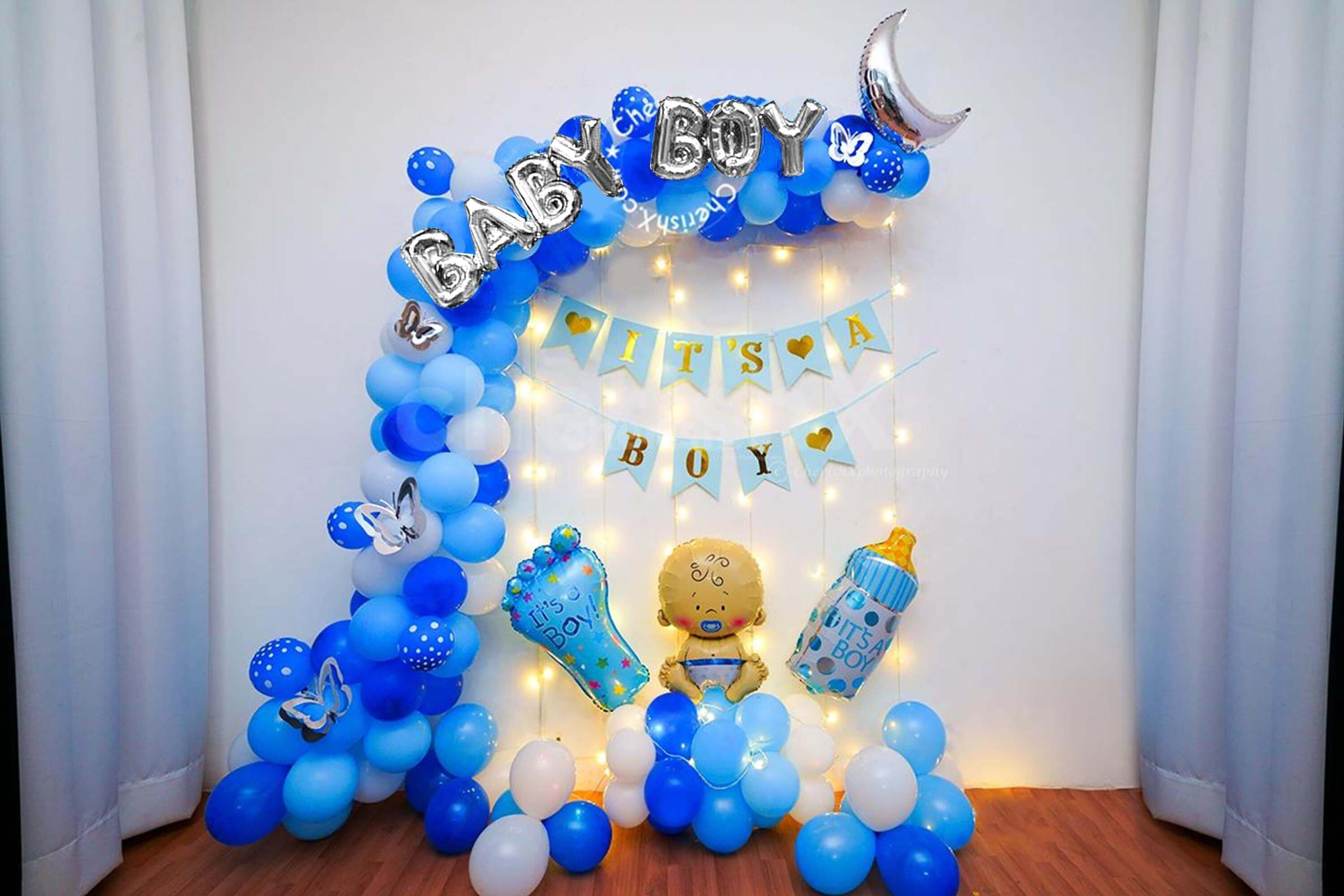 Simple Balloon Arch for Baby Shower — Gift Table decoration setup by DKG Party Events