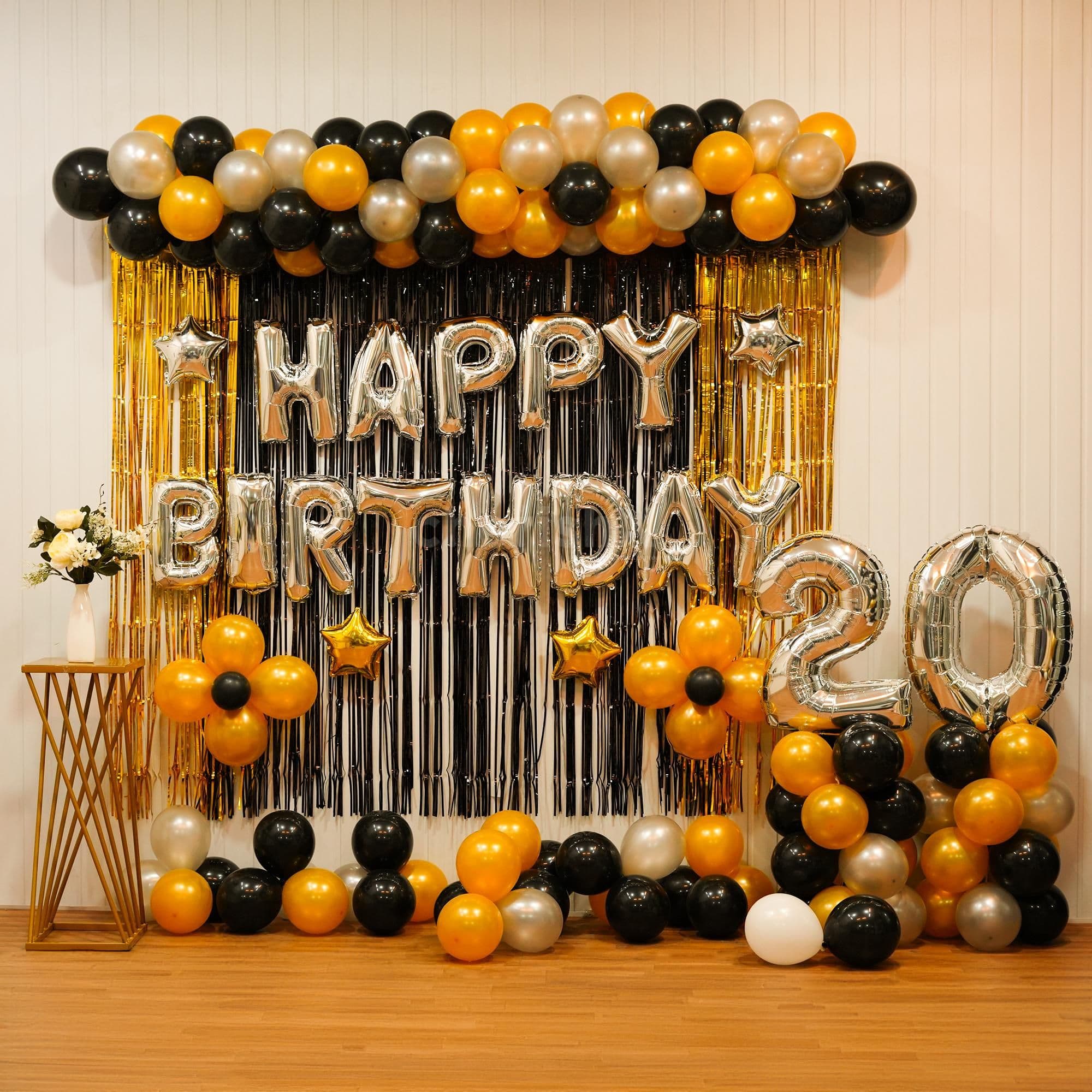 Glitzy Silver and Black Birthday Decor